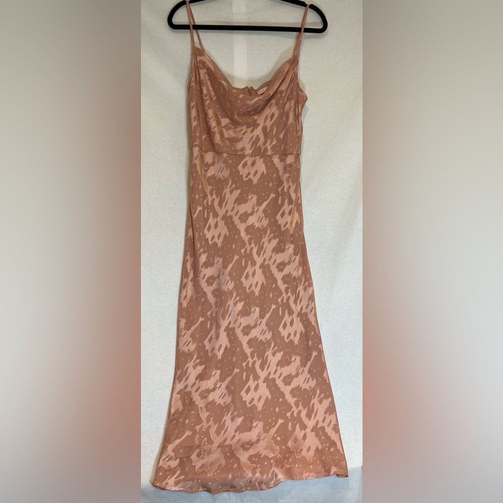 BHLDN Hutch Kinsey Cowl Neck Sheer Midi Dress Rose Pink Bridal Party Size 12